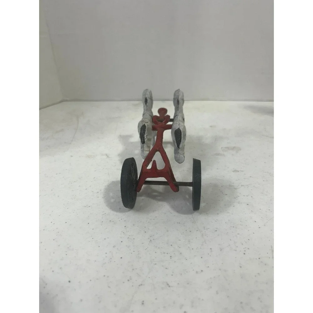 Vintage Cast Iron Horse Drawn Chariot Toy Red White Black Antique Style Collect